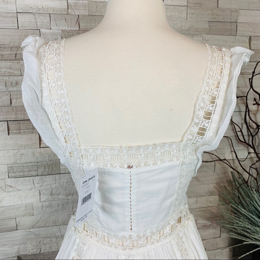 Free People NWT Ivory Verona Lace Cut Out Dress - Picture 7 of 14